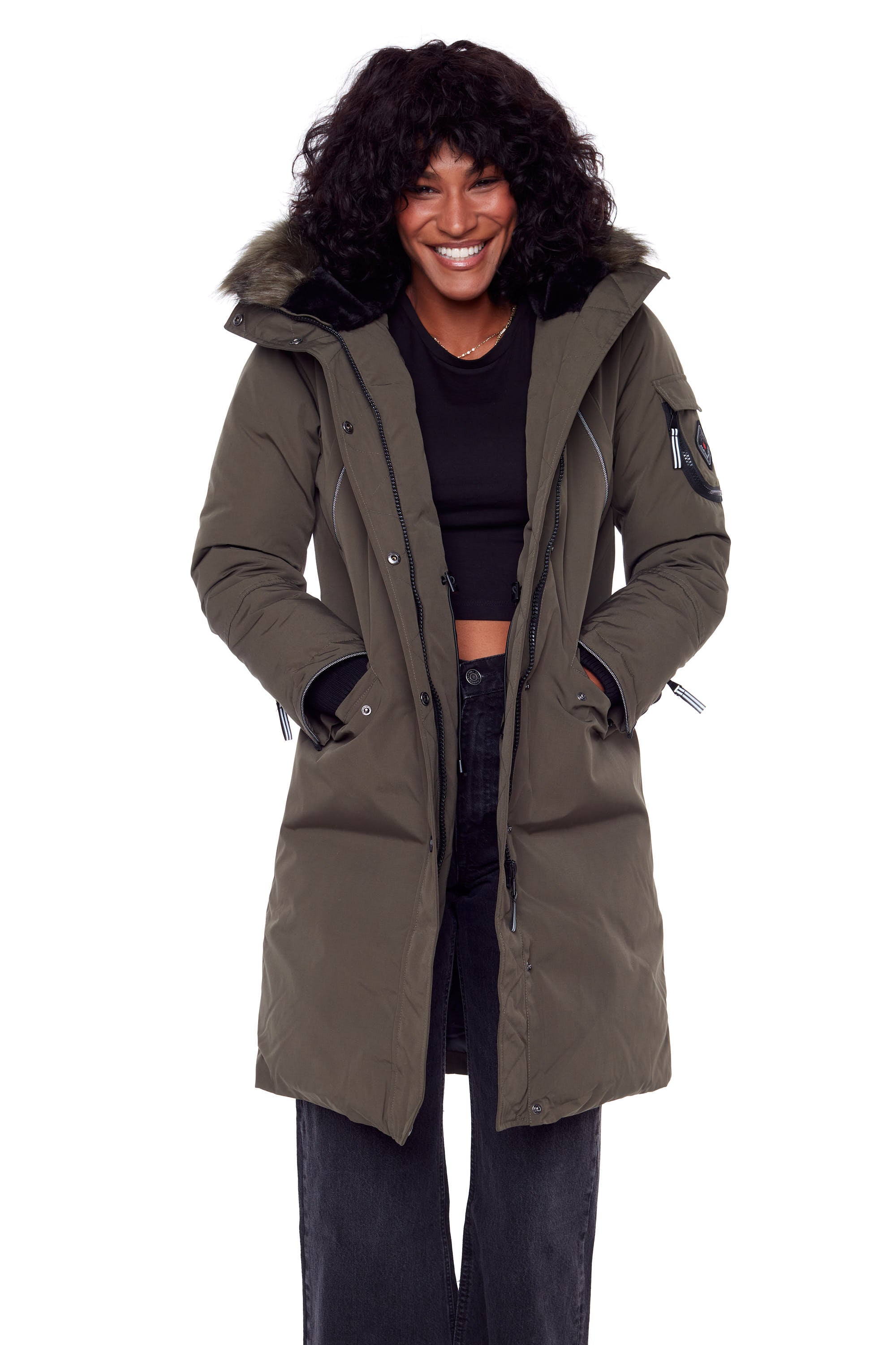 LAURENTIAN WOMEN S VEGAN DOWN RECYCLED LONG PARKA OLIVE Alpine North US