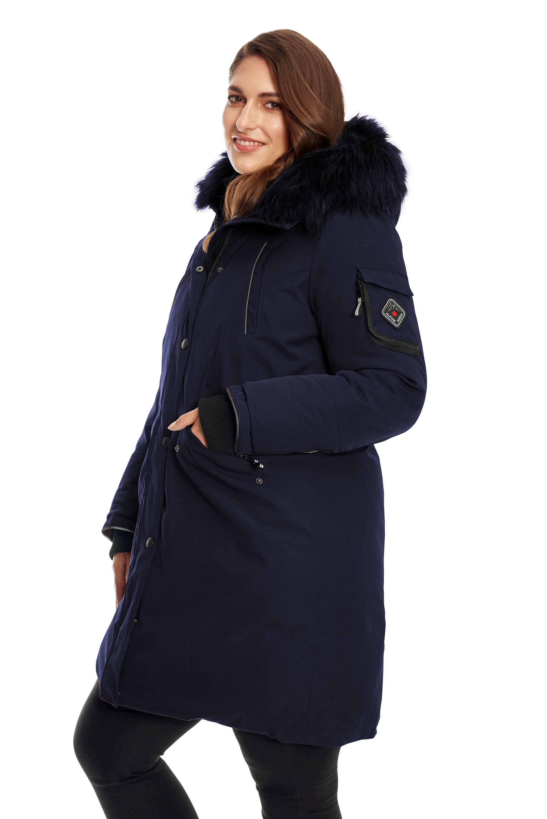 Alpine north womens vegan down long parka winter jacket on sale