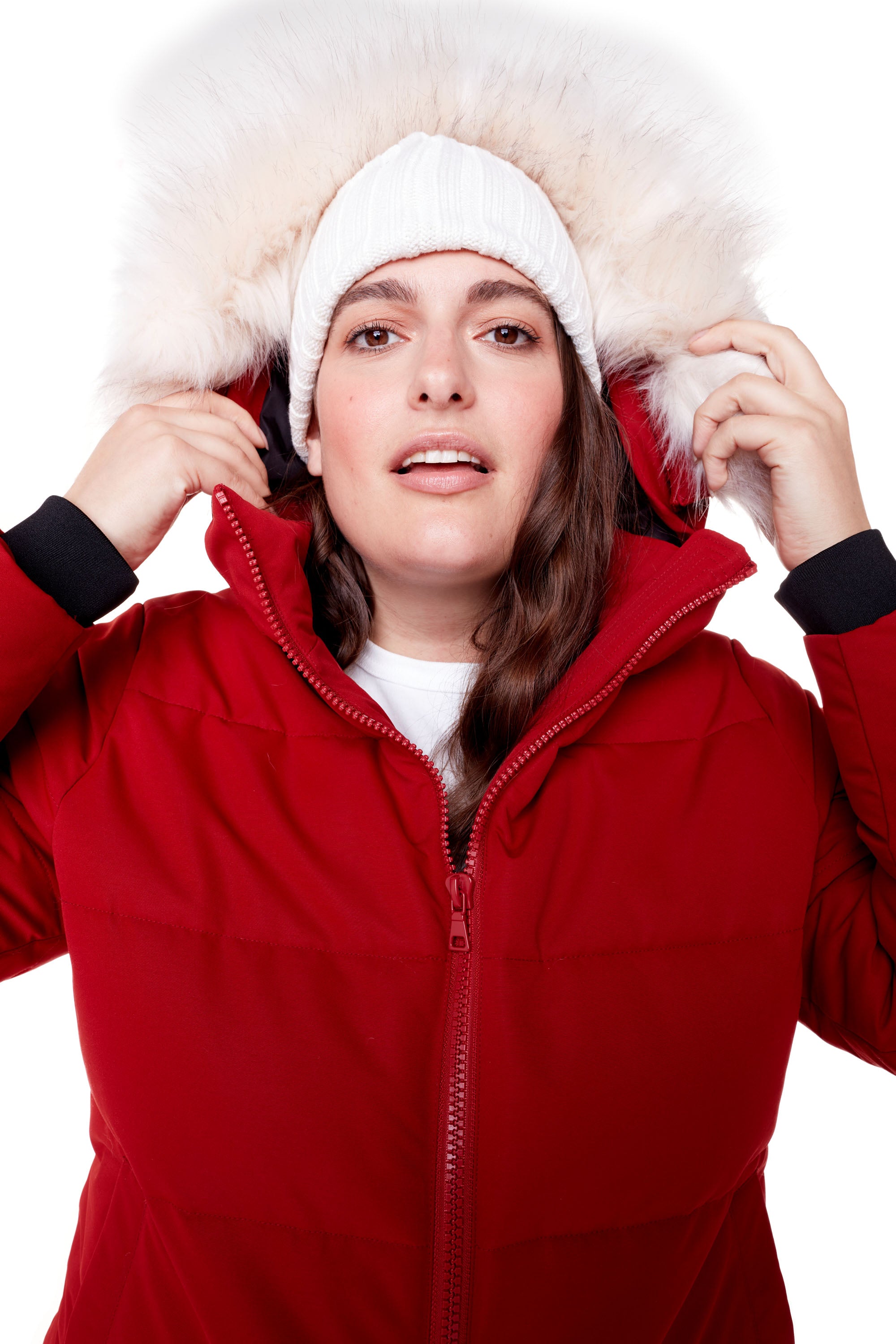 Plus size fashion red puffer jacket