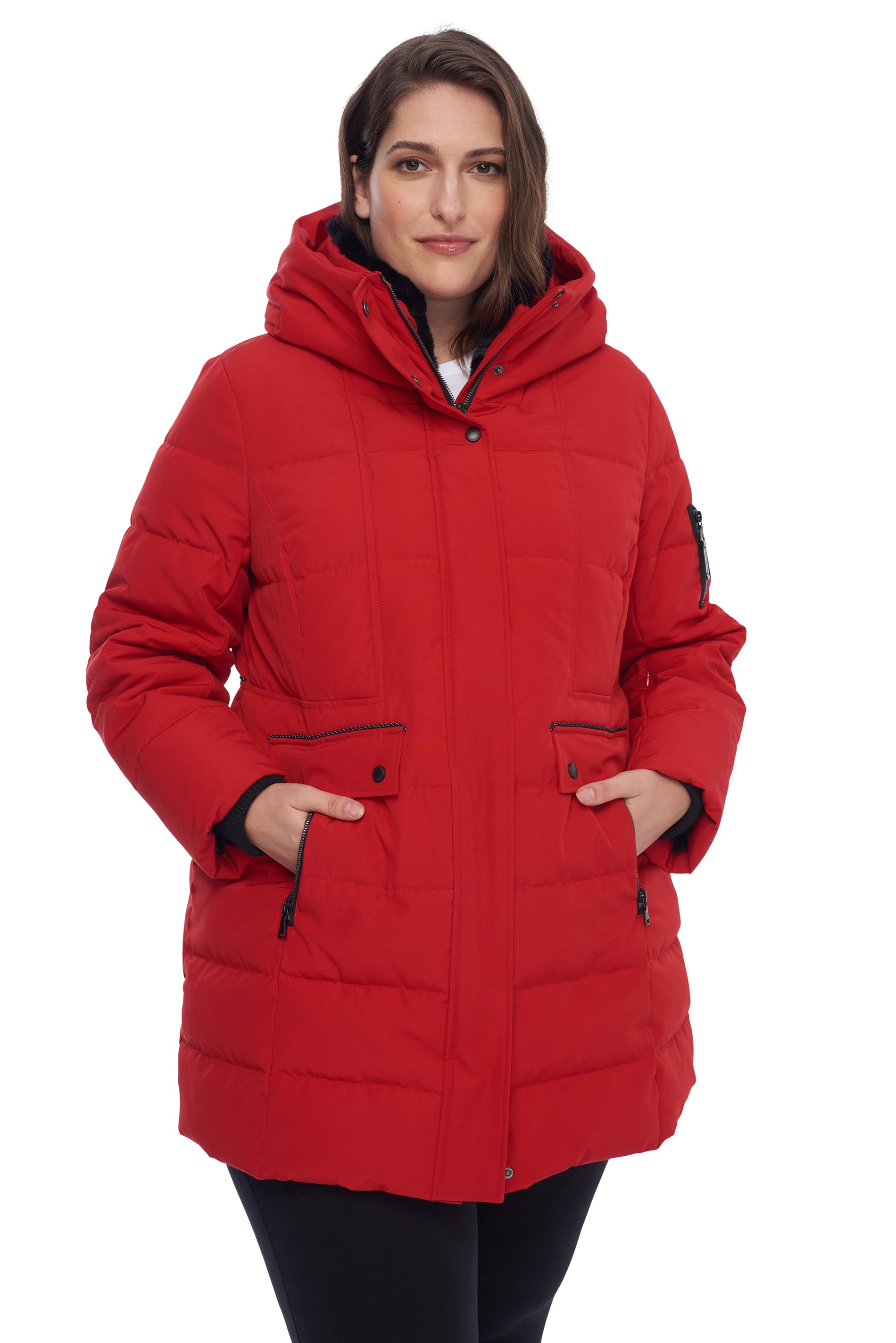 Plus size jacket hot sale with fur hood